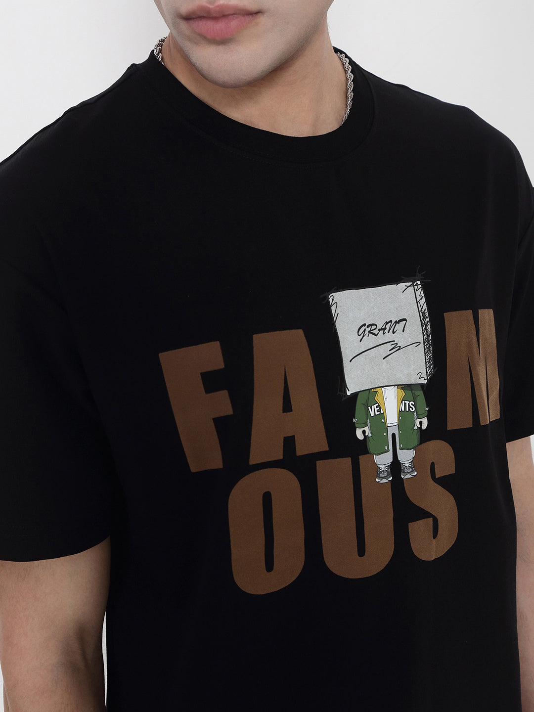 Men's Black Graphic Printed T-Shirt