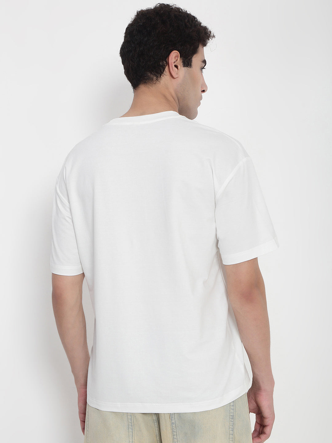 Men's White Graphic Printed T-Shirt