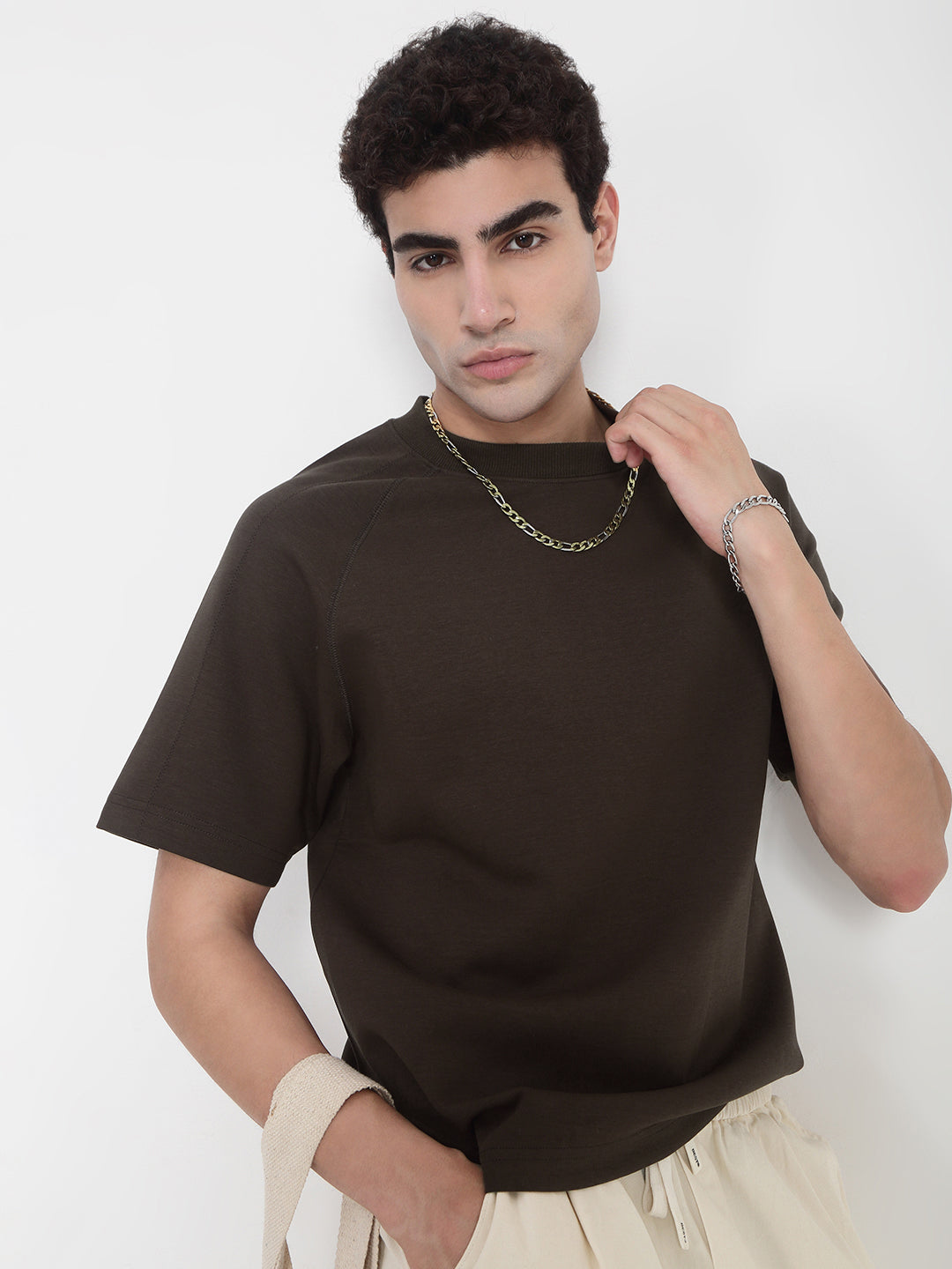 Men's Brown Relaxed Fit T-Shirt