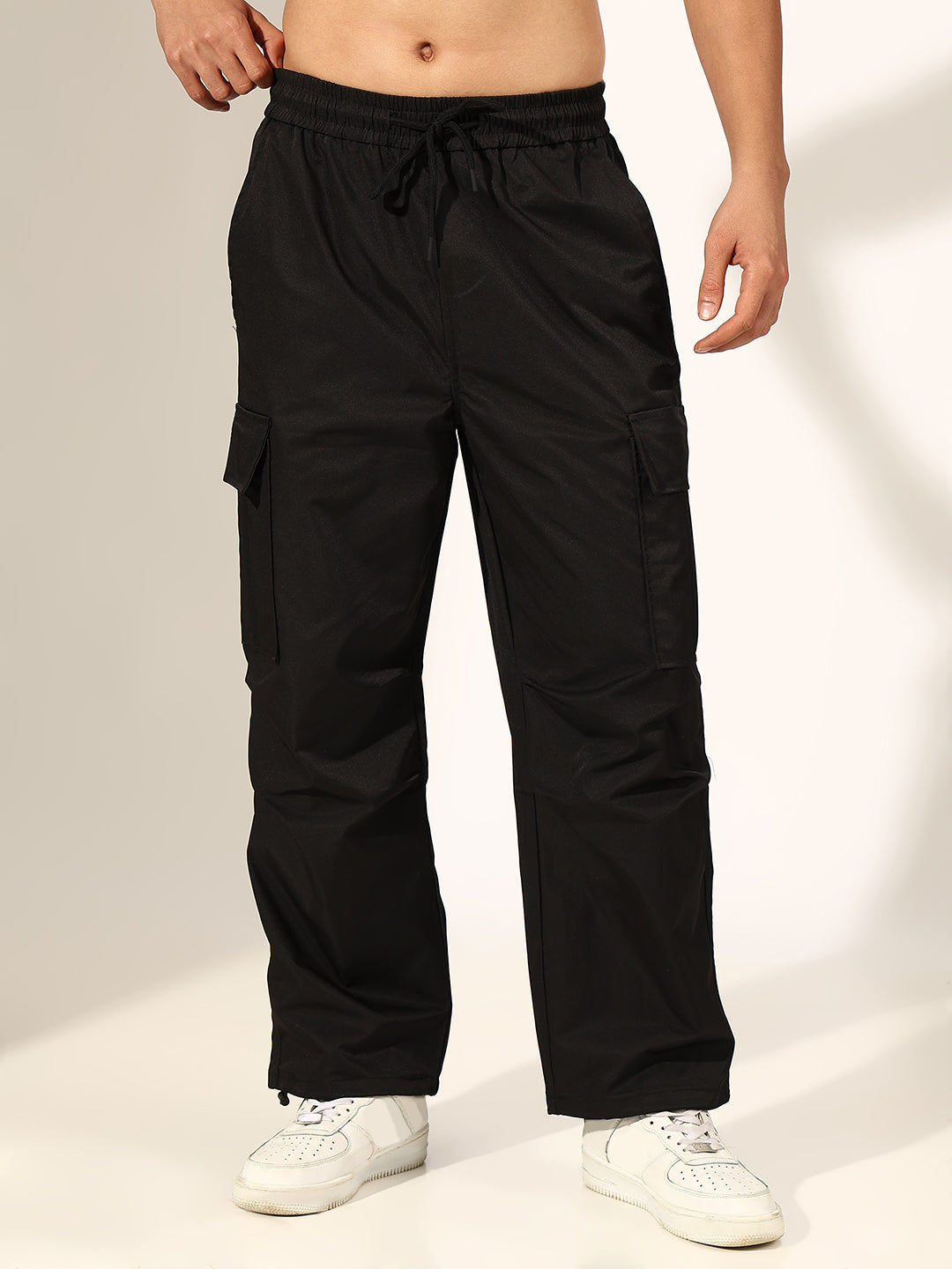 Men's Black Relaxed Fit Cargo Trouser with Utility Pockets