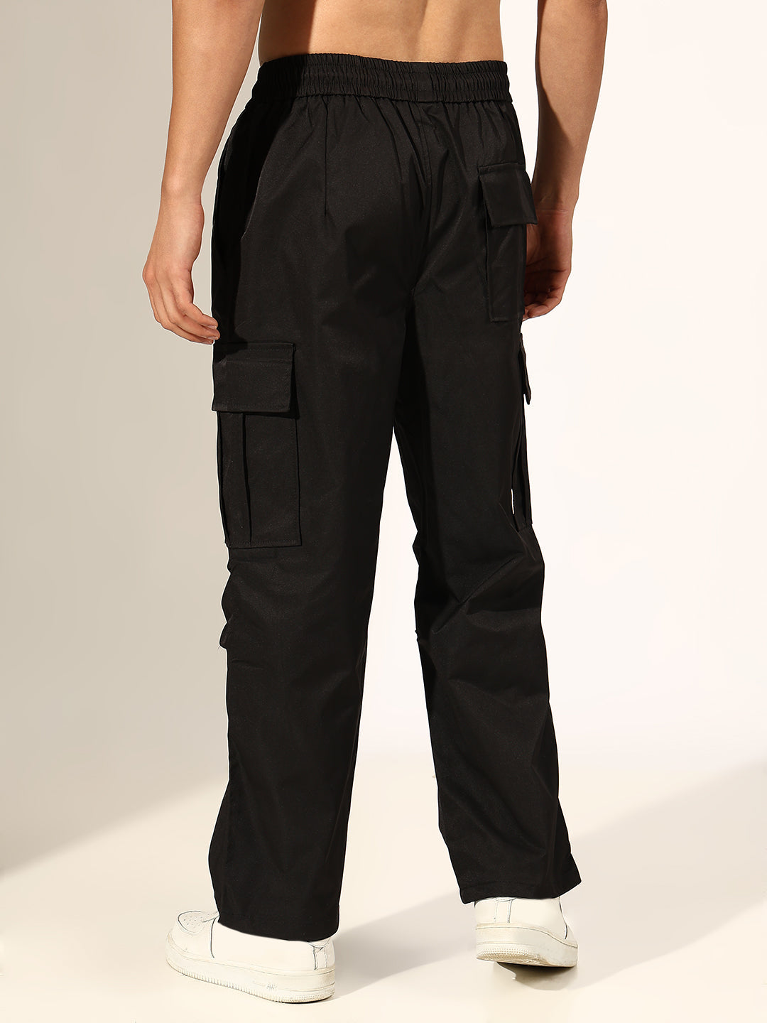 Men's Black Relaxed Fit Cargo Trouser with Utility Pockets