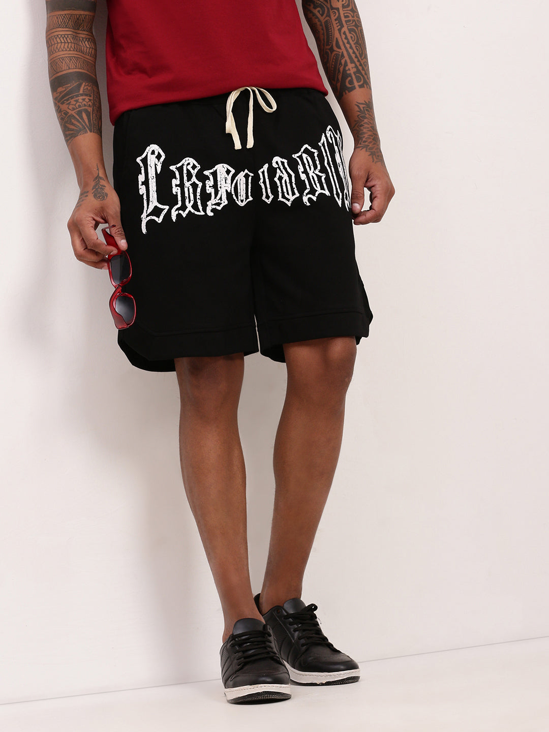 Men Black Graphic Shorts