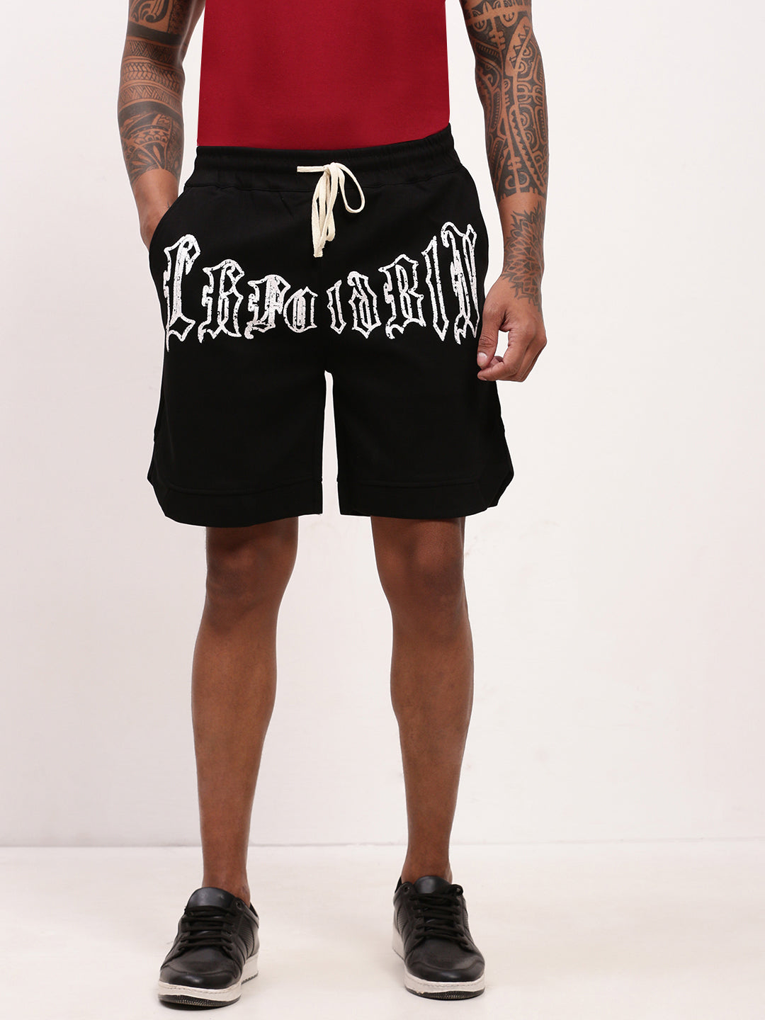 Men Black Graphic Shorts