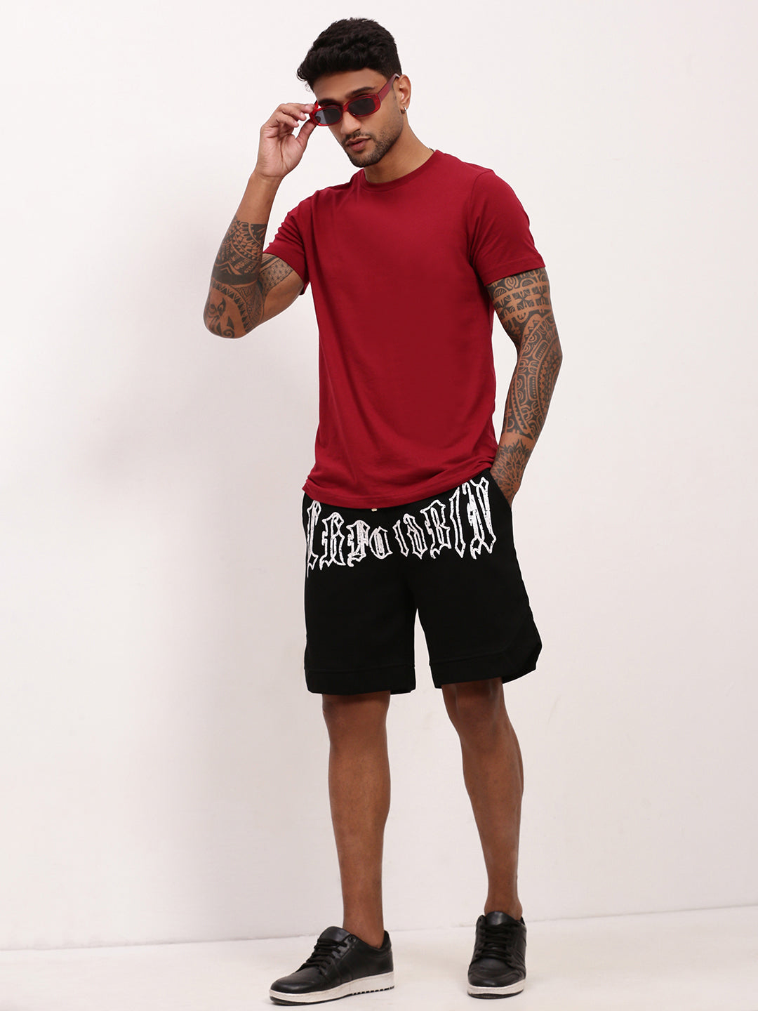 Men Black Graphic Shorts