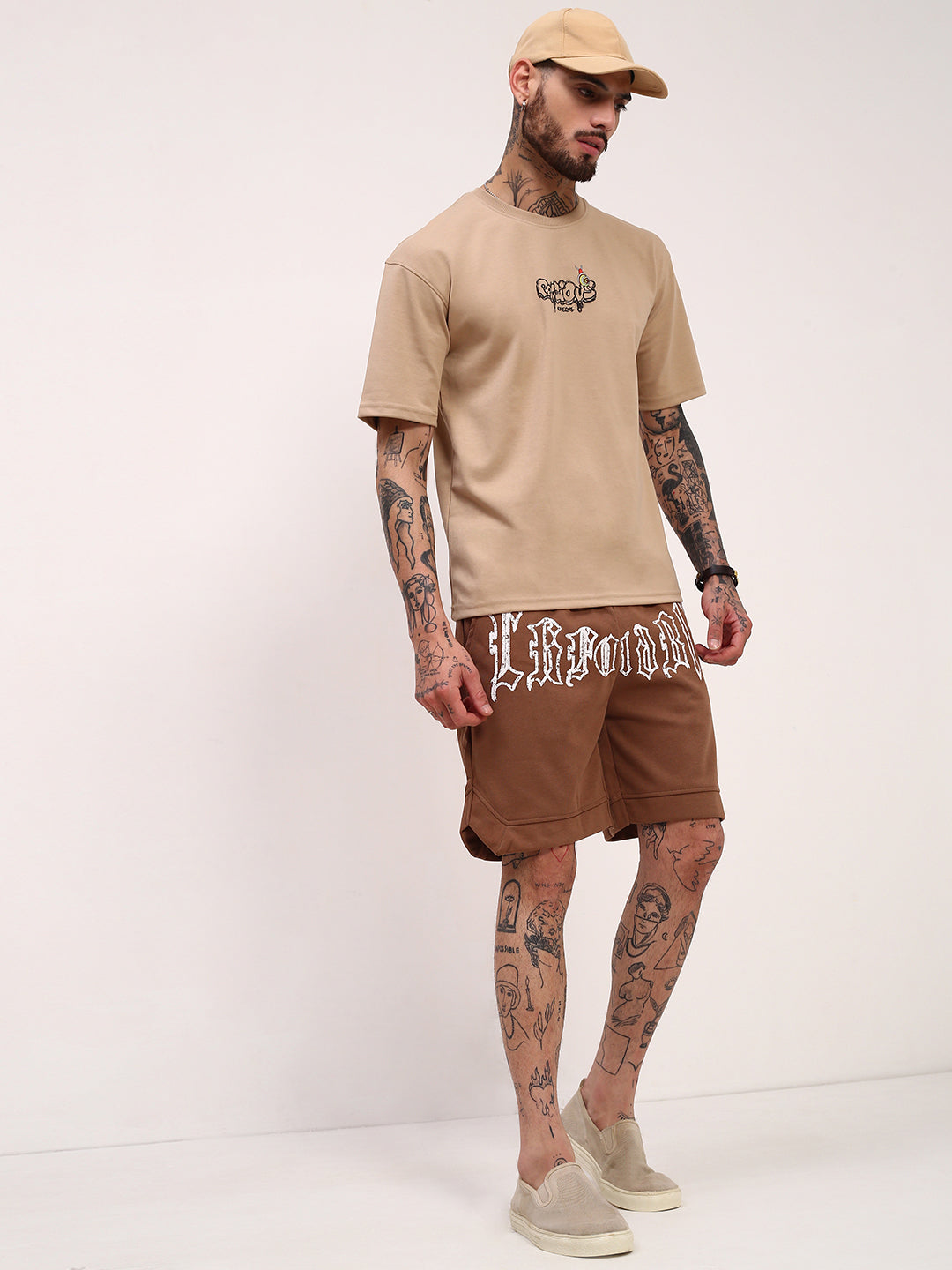 Men Brown Graphic Shorts