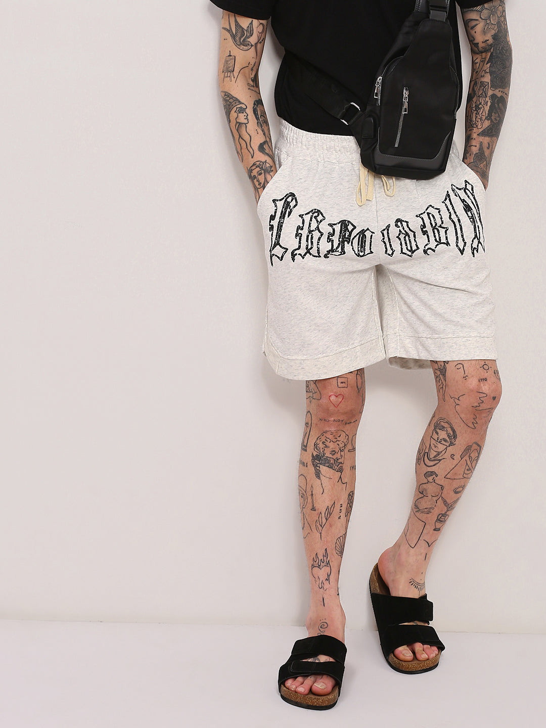 Men Off White Graphic Shorts