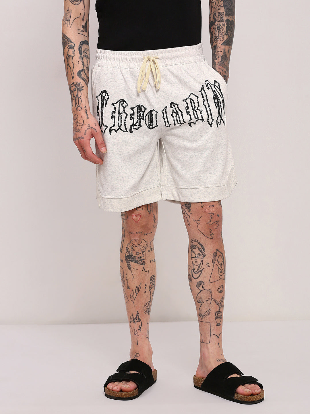 Men Off White Graphic Shorts