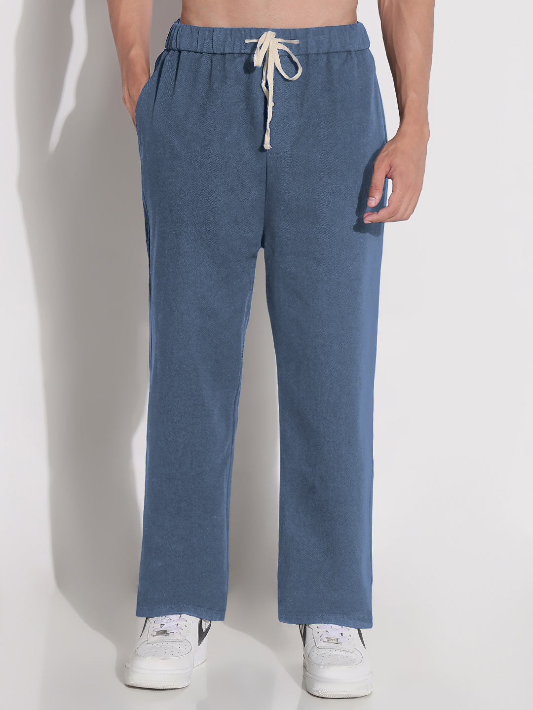 Men's Blue Relaxed Fit Elasticated Waist with Drawstring Jeans