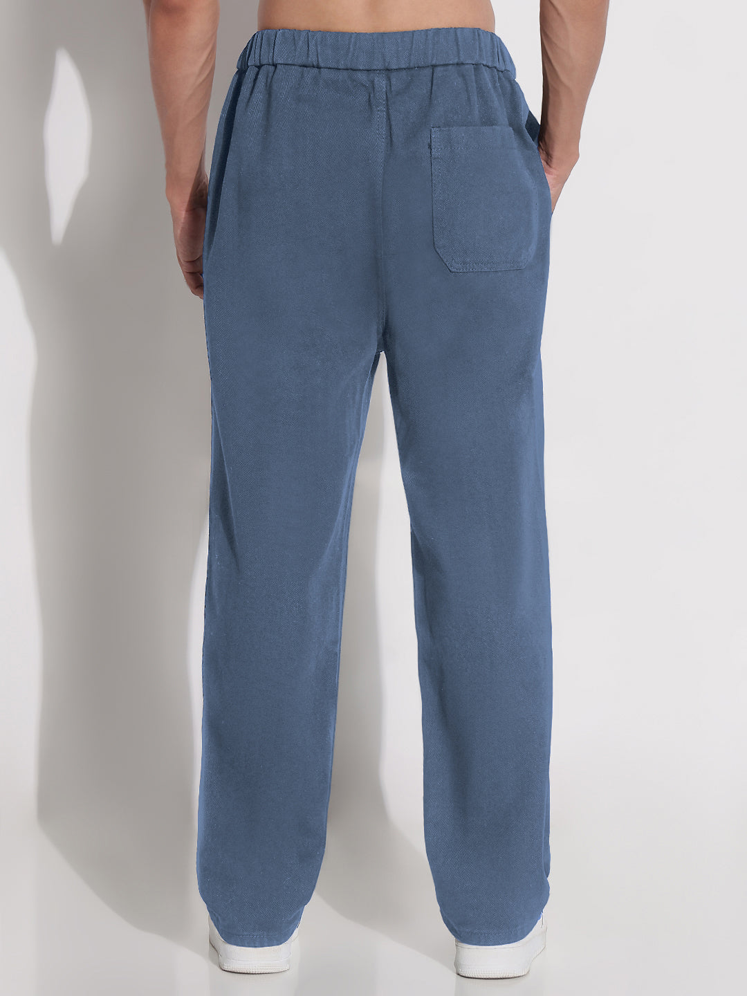 Men's Blue Relaxed Fit Elasticated Waist with Drawstring Jeans
