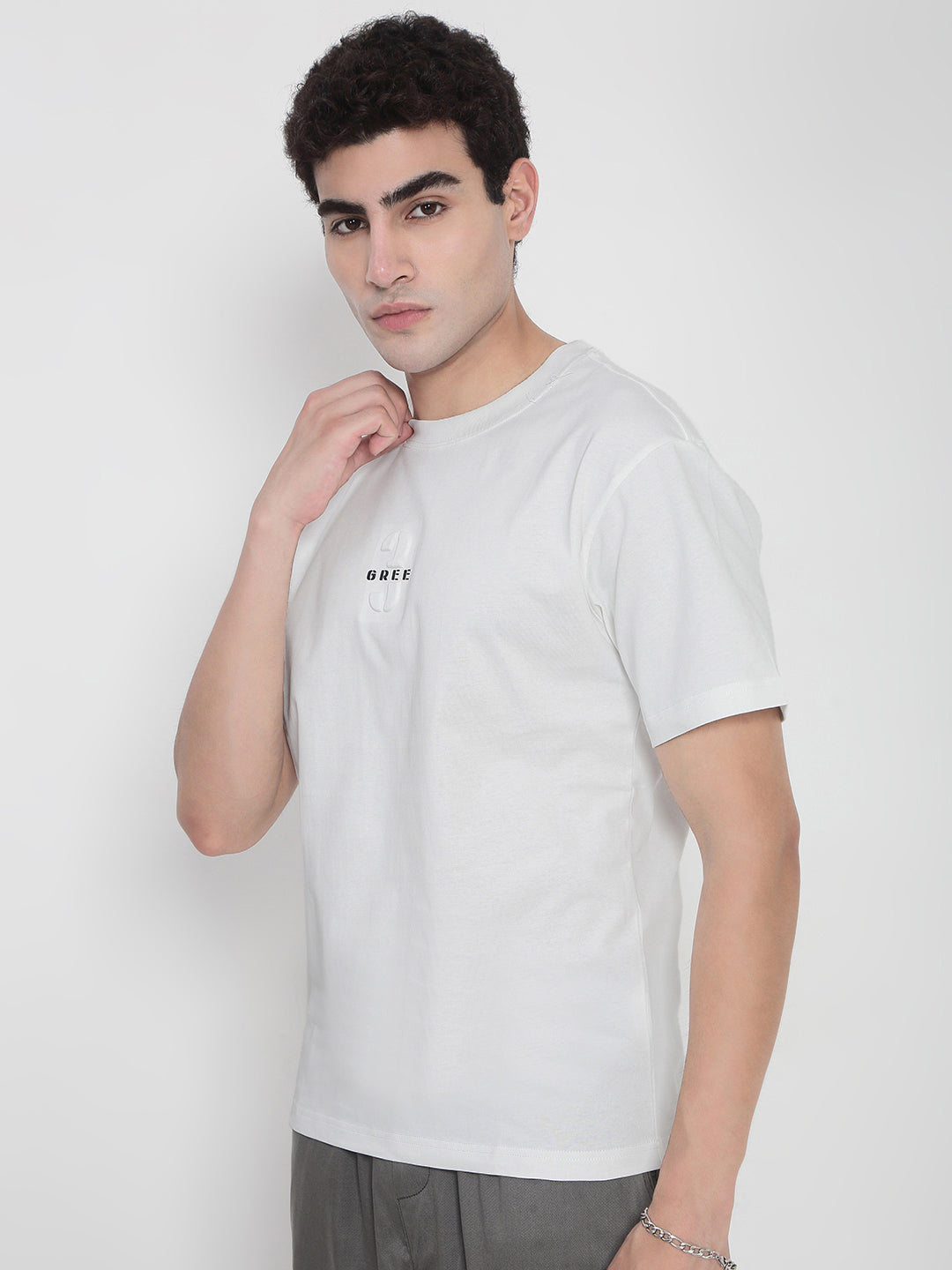 Men's White Typography Regular Fit T-Shirt