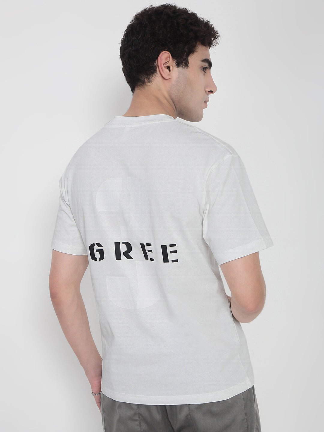 Men's White Typography Regular Fit T-Shirt