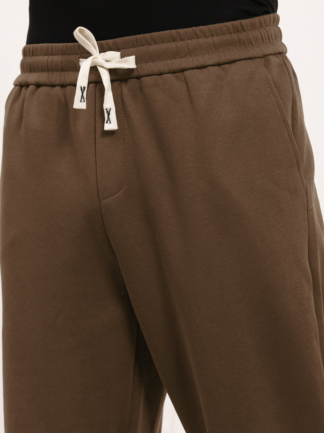 Men's Brown Cotton Track Pant with Contrast Drawcord