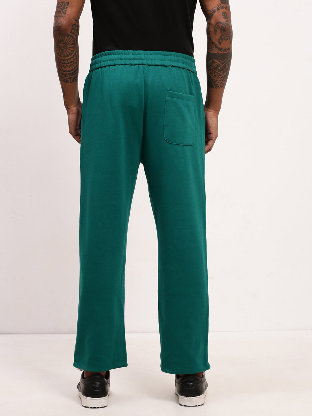 Men Green Solid Track Pant