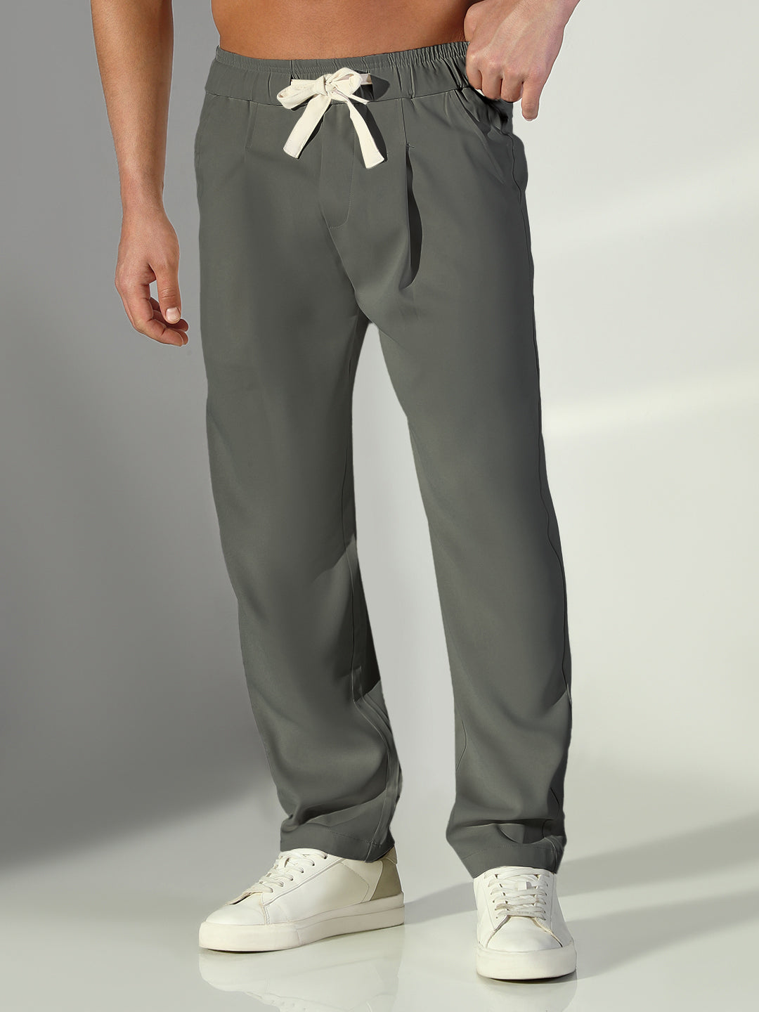 Men's Grey Relaxed Fit Korean Trouser