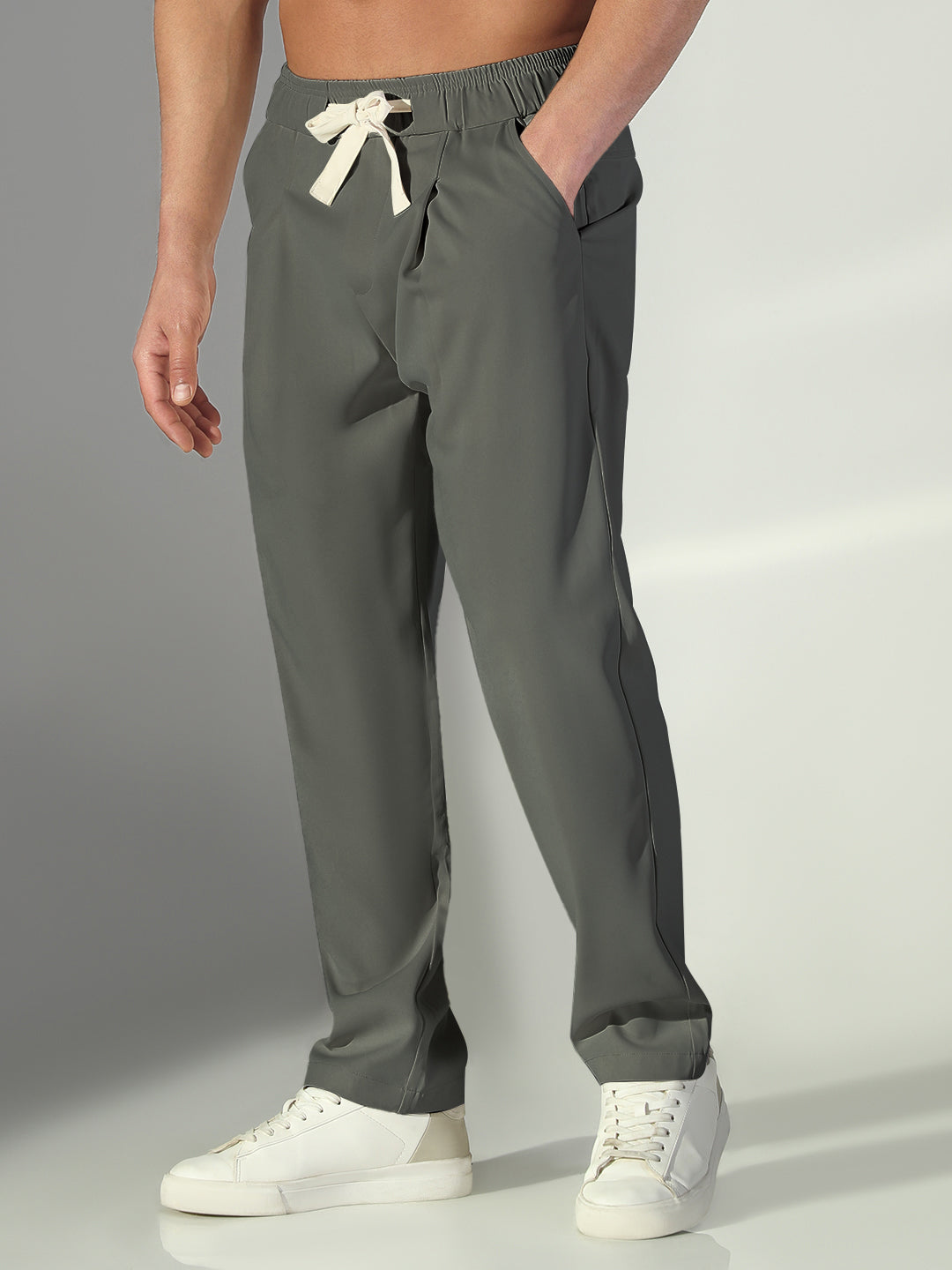 Men's Grey Relaxed Fit Korean Trouser
