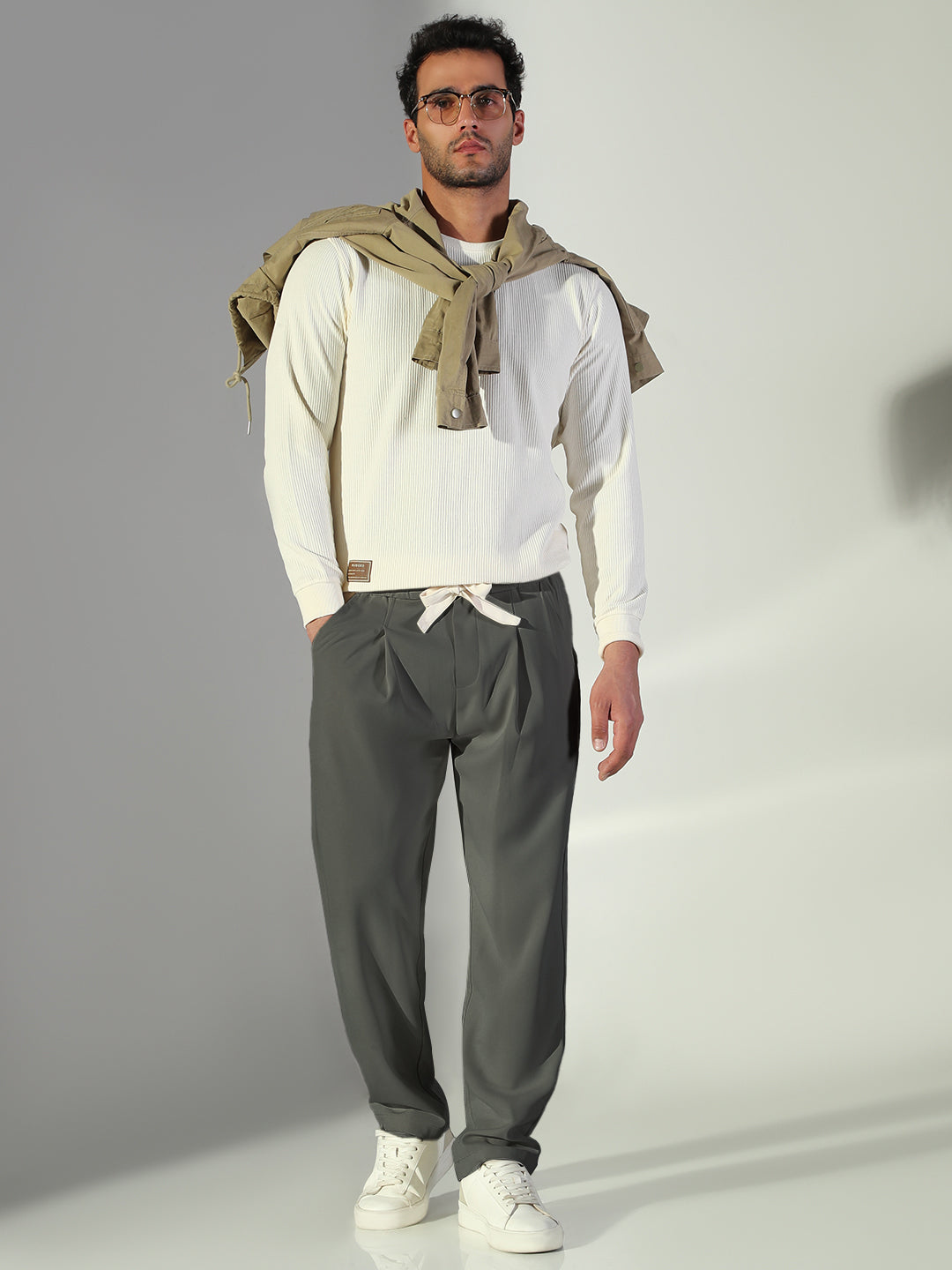 Men's Grey Relaxed Fit Korean Trouser