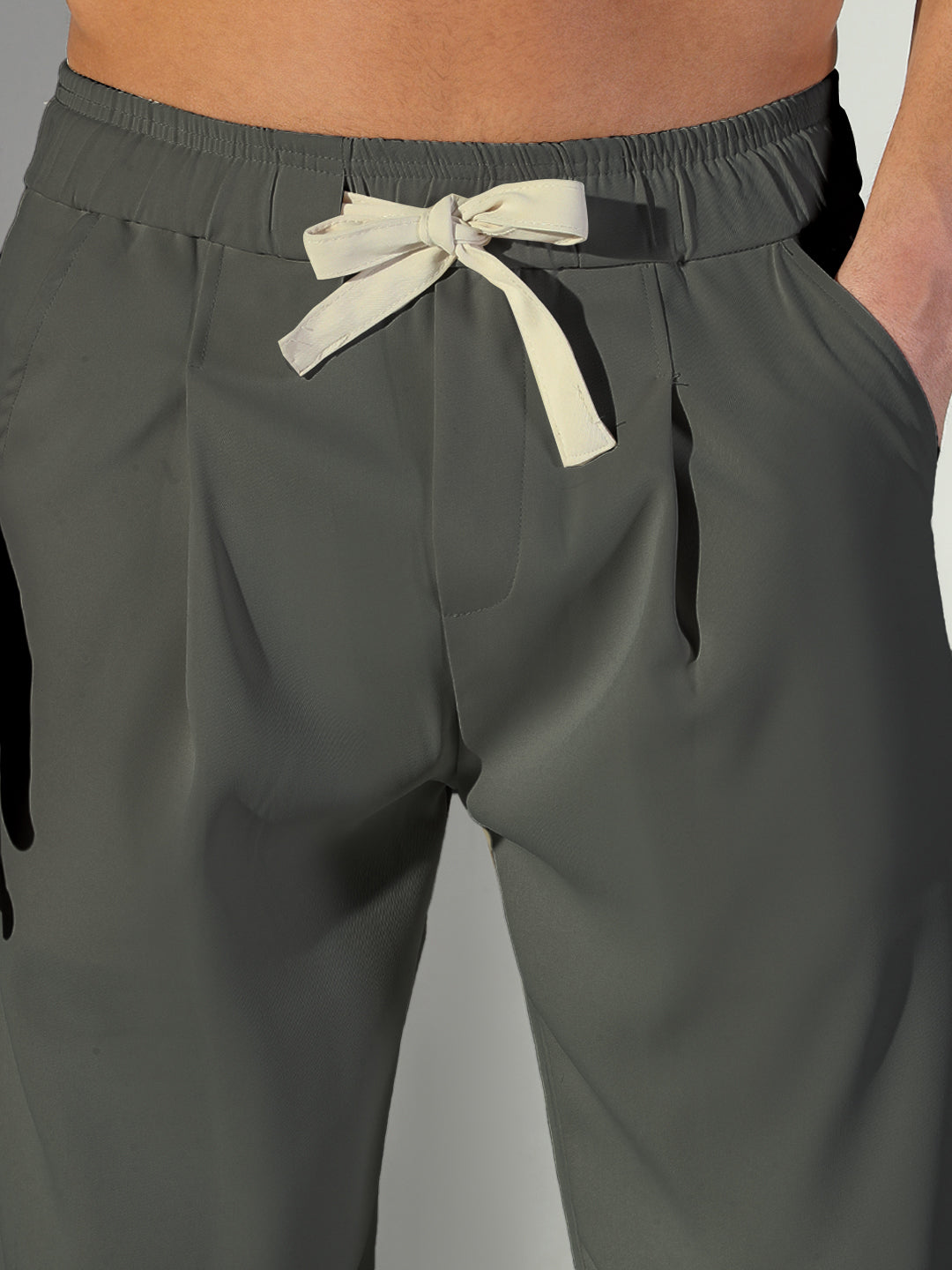 Men's Grey Relaxed Fit Korean Trouser