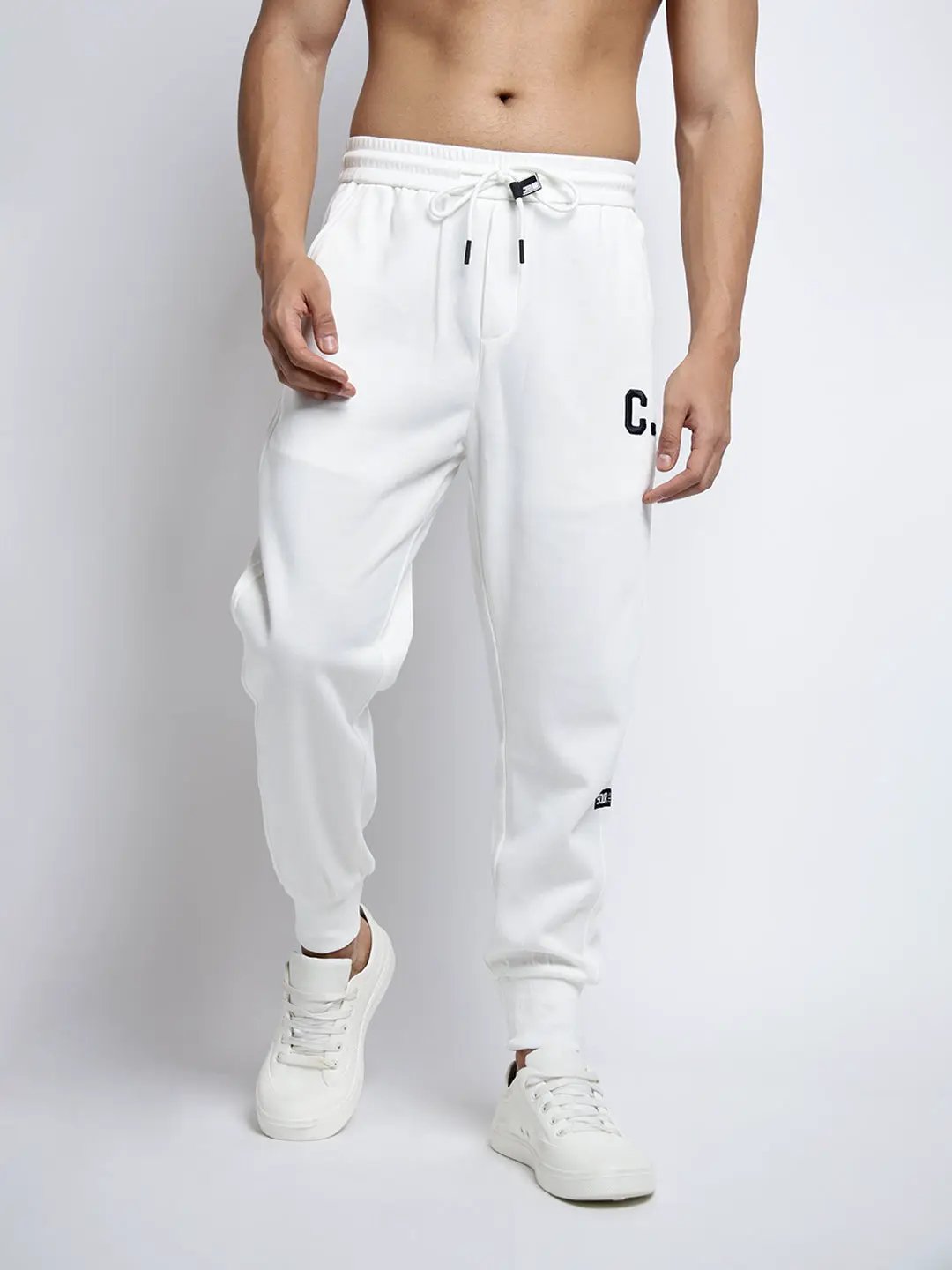Buy Men's White Relaxed Fit Joggers | Showoffff