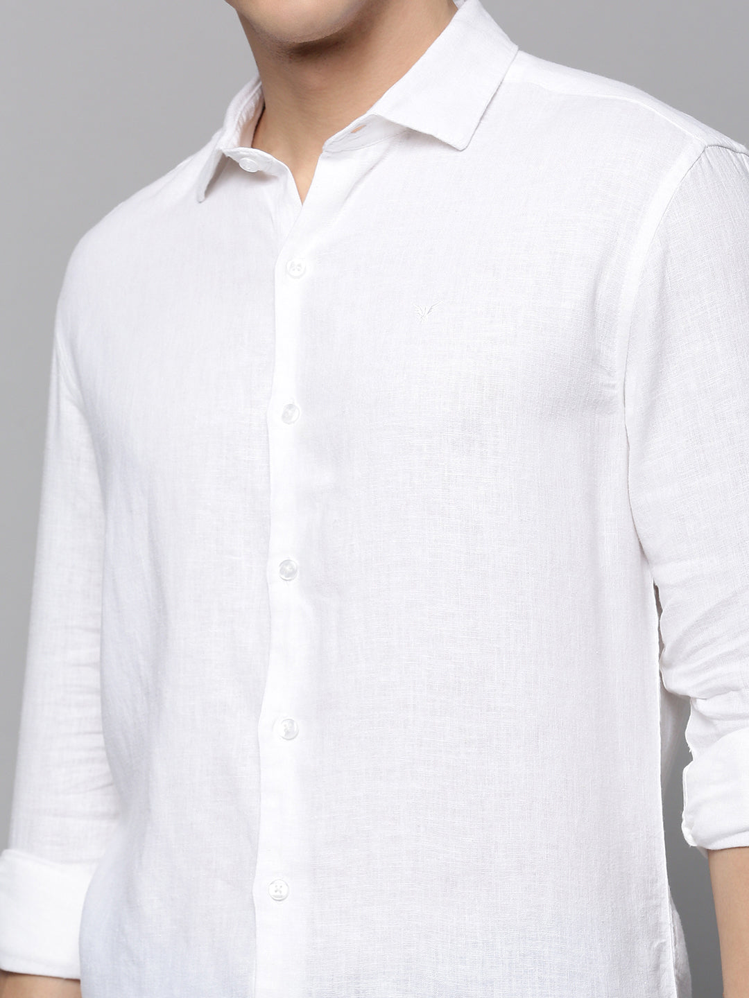 Men's White Solid Slim Fit Shirt