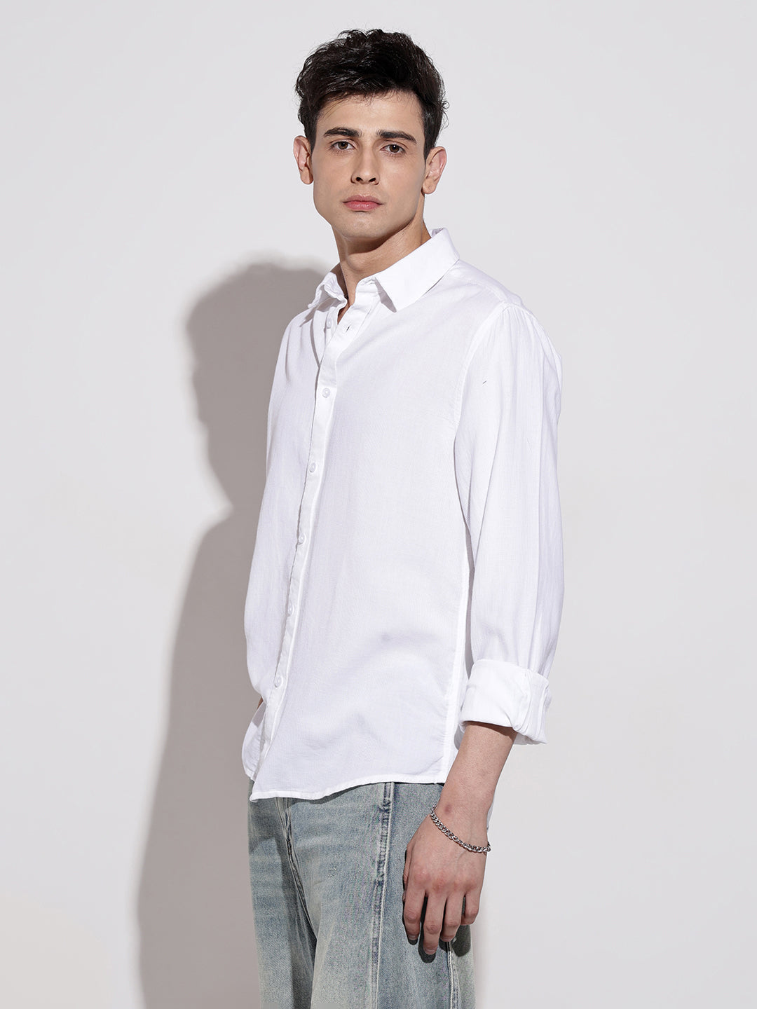 Men’s White Long Sleeve Button-Down Shirt