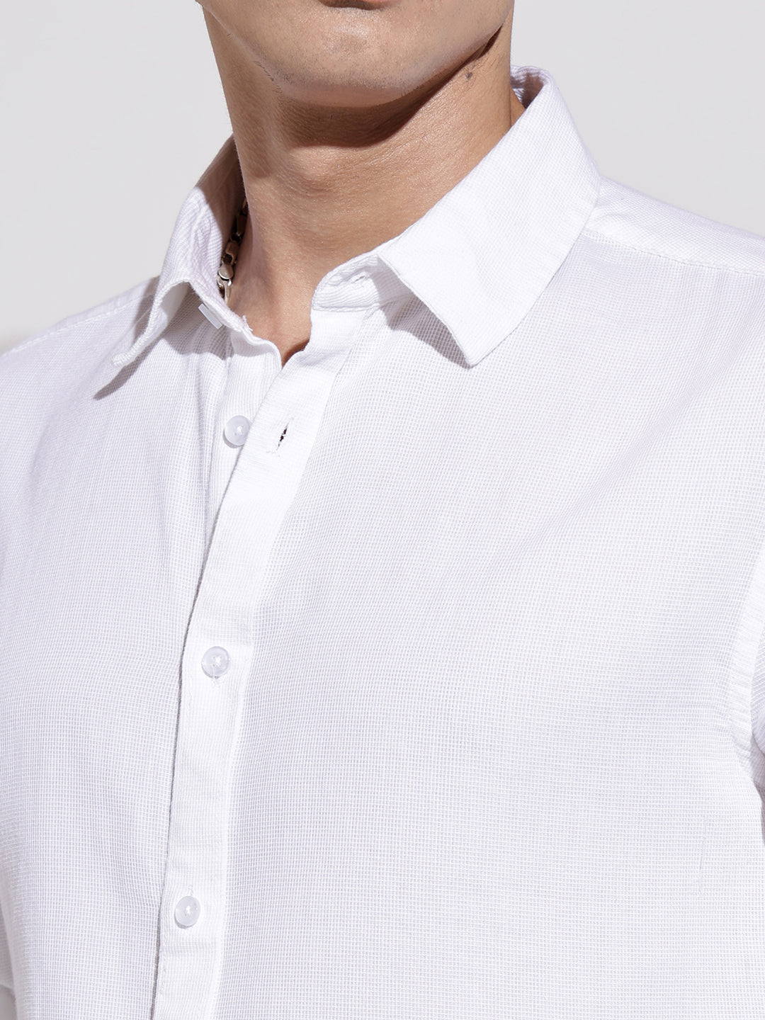 Men’s White Long Sleeve Button-Down Shirt
