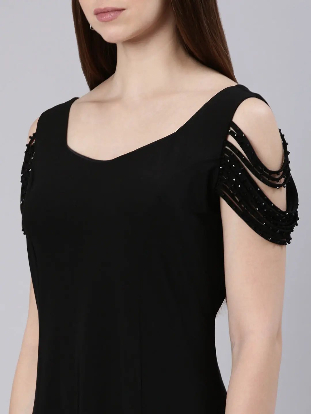 Women's Black Solid A Line Dress