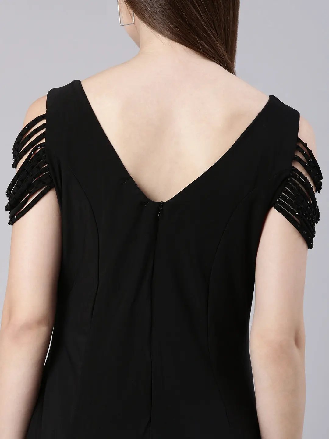 Women's Black Solid A Line Dress