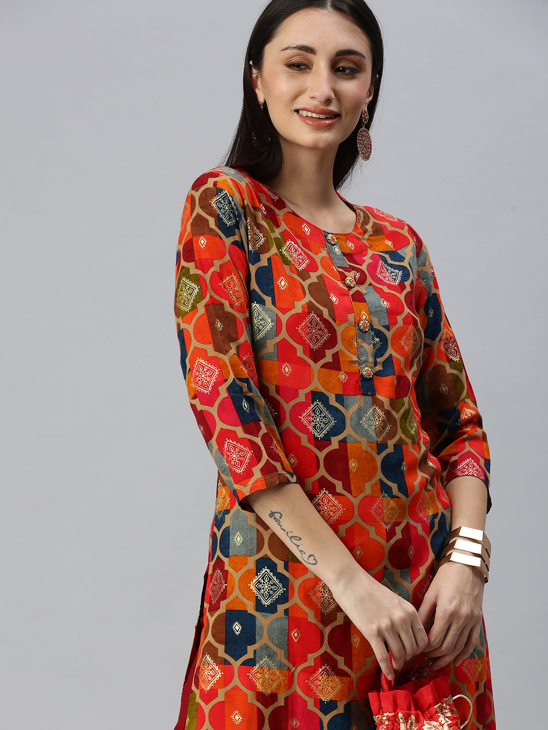 Women Straight Multi Printed Kurta and Palazzos