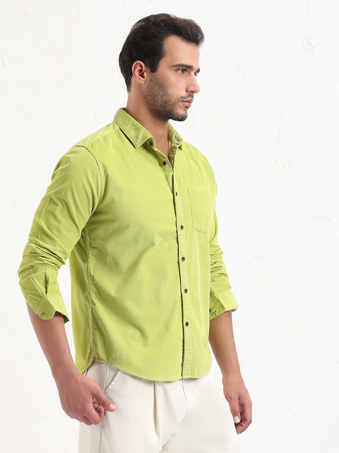 Men's Green Solid Slim Fit Shirt