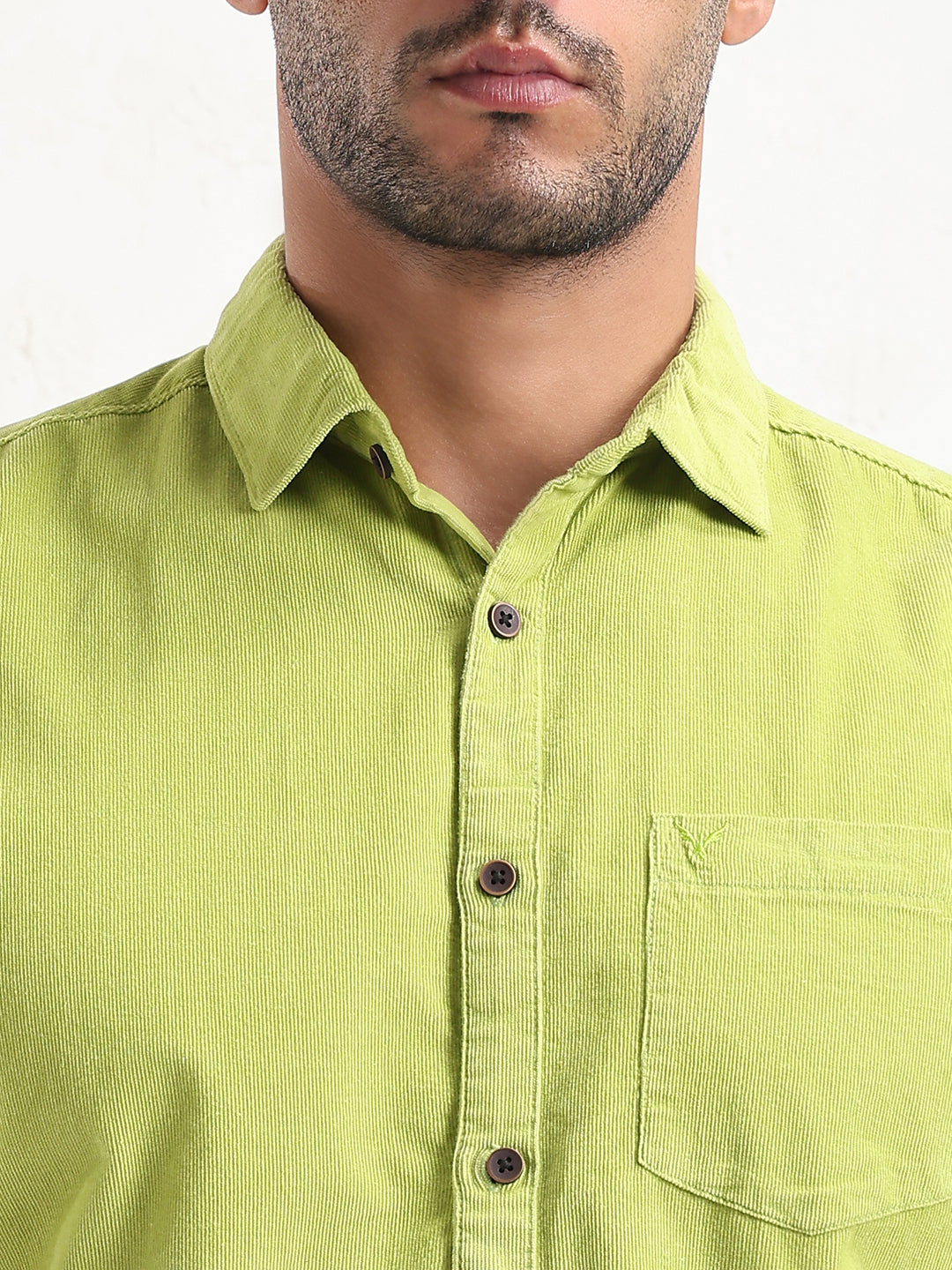Men's Green Solid Slim Fit Shirt