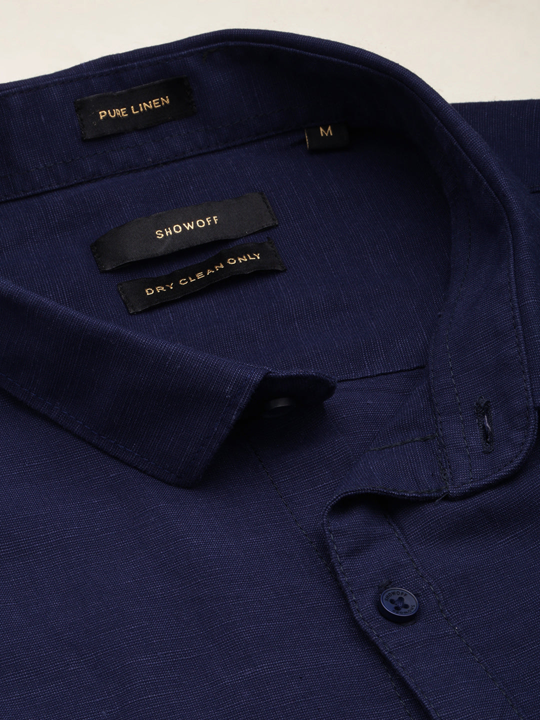 Men's Spread Collar Solid Navy Blue Shirt