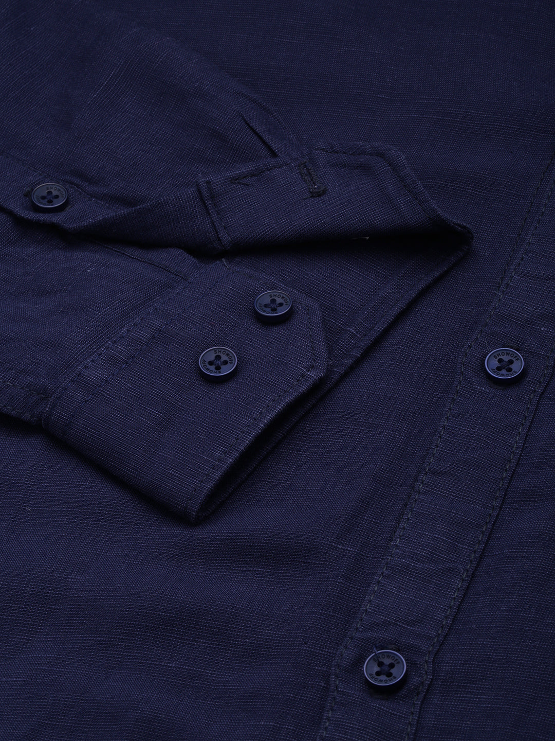 Men's Spread Collar Solid Navy Blue Shirt