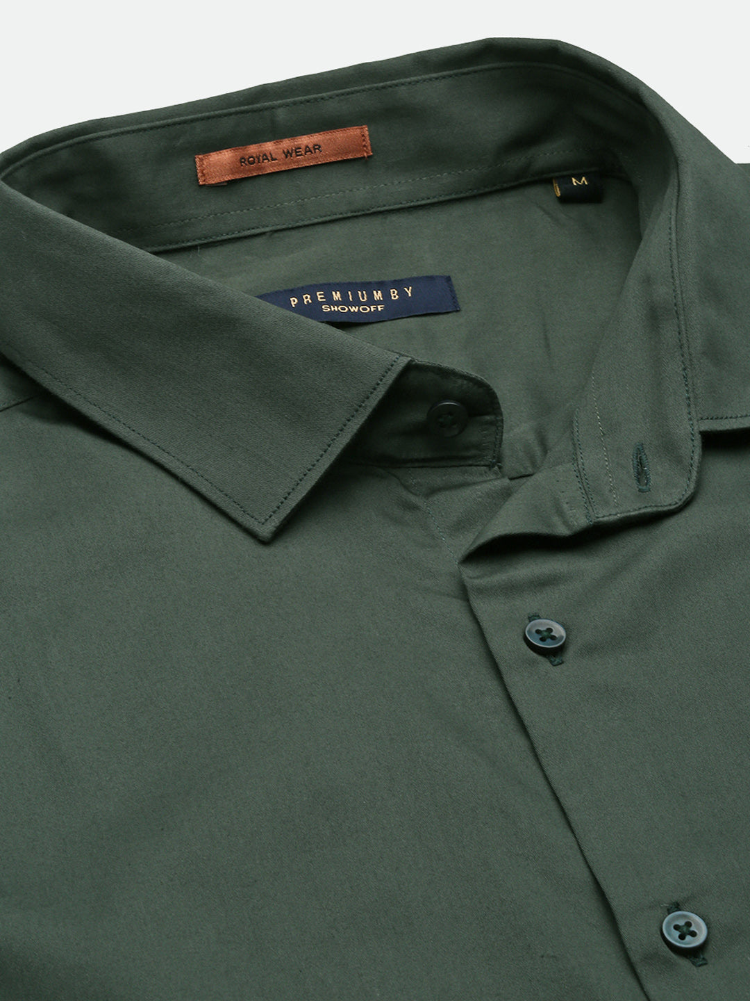 Men Green Solid Slim Fit Shirt