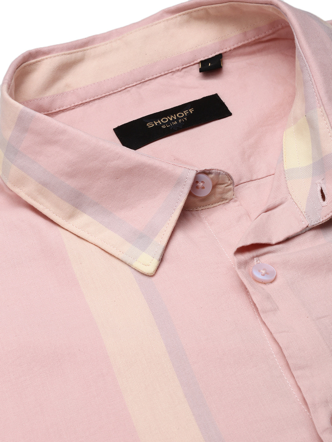 Men Striped Peach Slim Fit Shirt