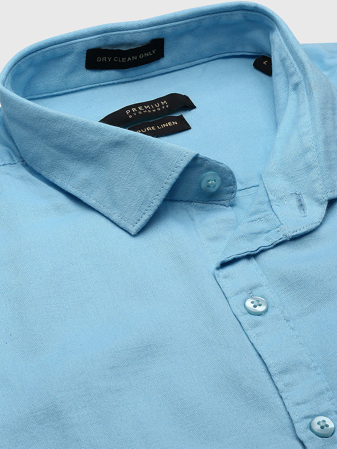 Men Blue Solid Slim Fit Shirt