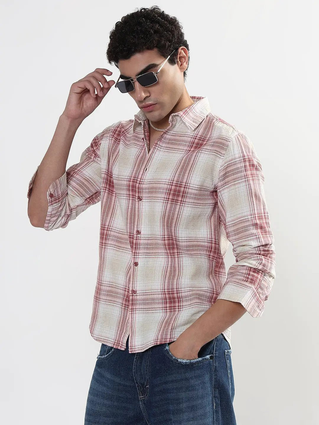 Men's Checked Red Slim Fit Shirt - from SHOWOFFFF