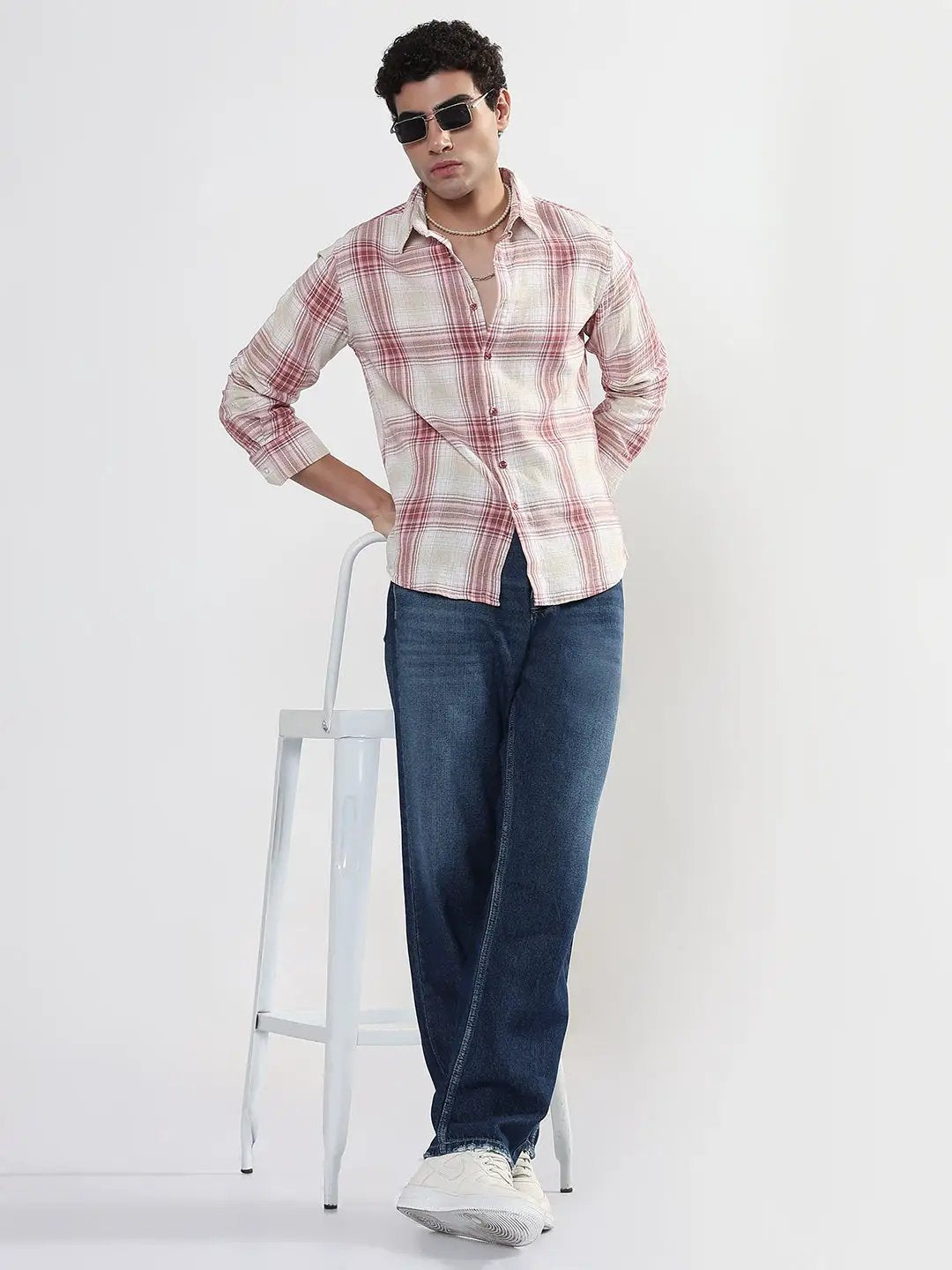 Men's Checked Red Slim Fit Shirt - from SHOWOFFFF