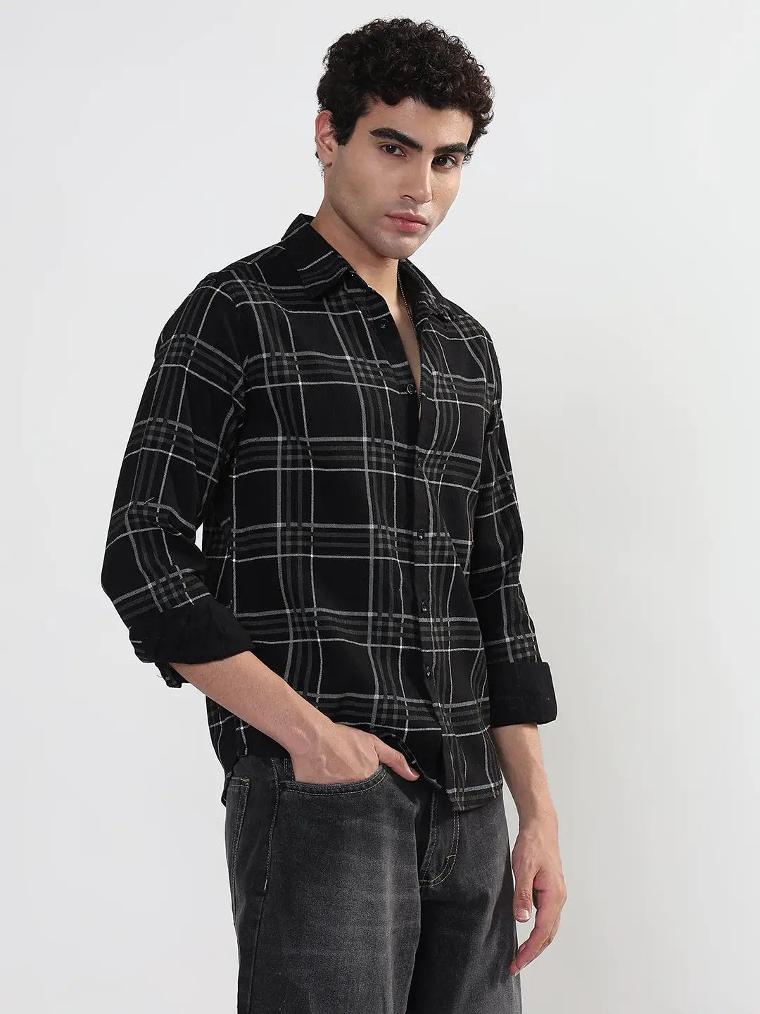 Men's Checked Black Slim Fit Shirt - from SHOWOFFFF