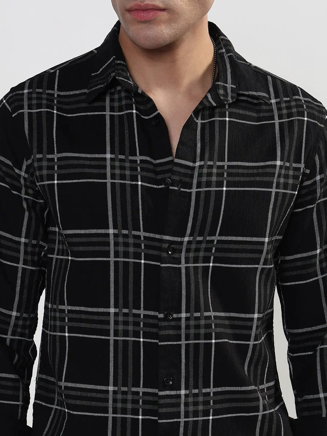 Men's Checked Black Slim Fit Shirt - from SHOWOFFFF