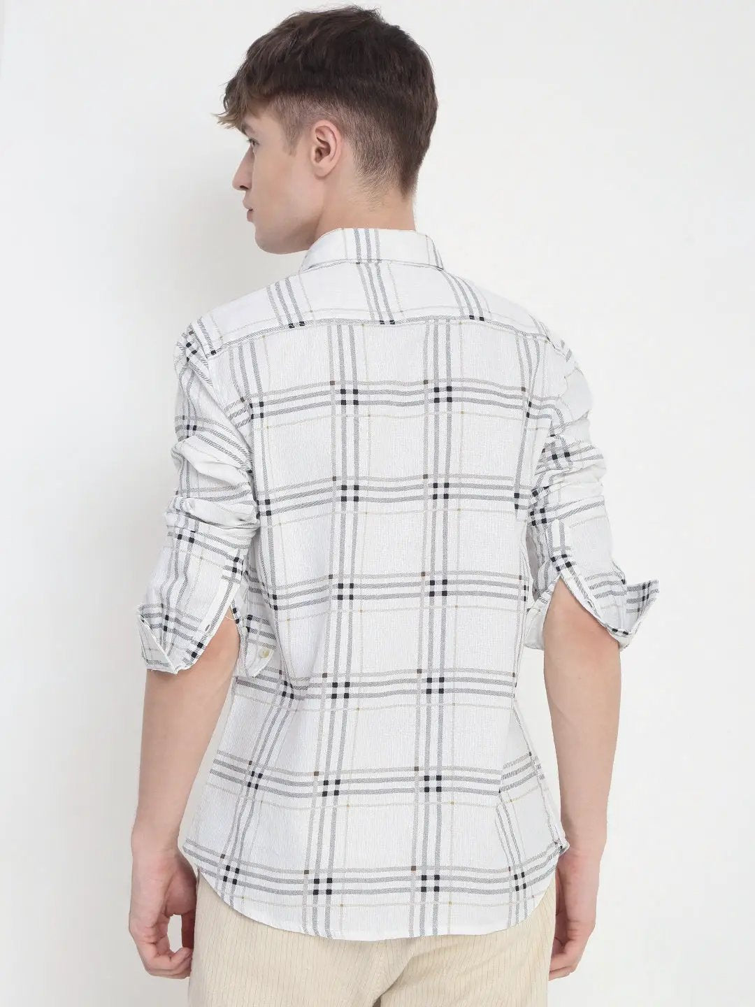 Men's Checked White Slim Fit Shirt - from SHOWOFFFF