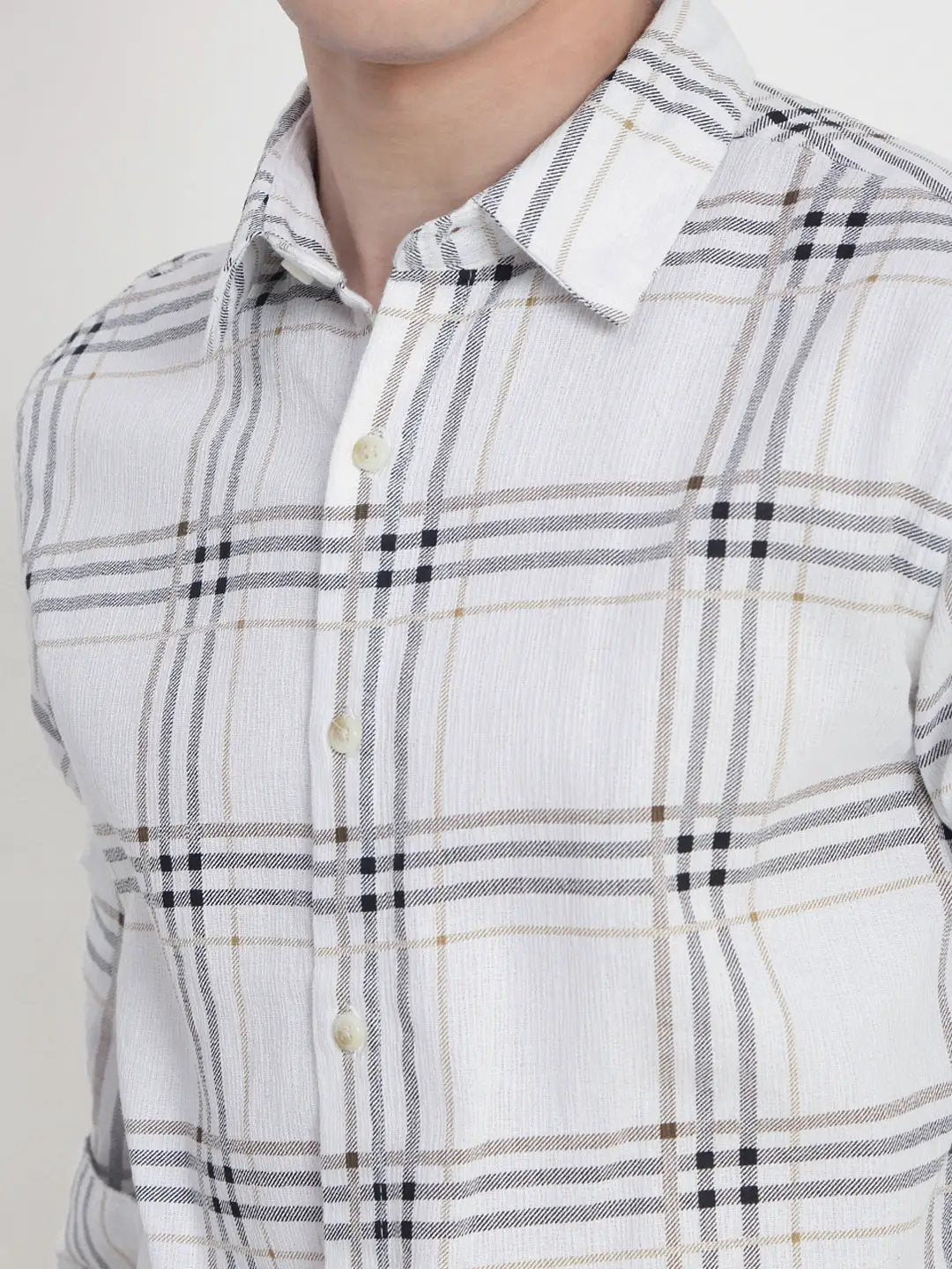 Men's Checked White Slim Fit Shirt - from SHOWOFFFF