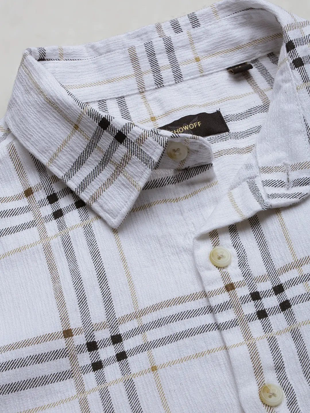 Men's Checked White Slim Fit Shirt - from SHOWOFFFF
