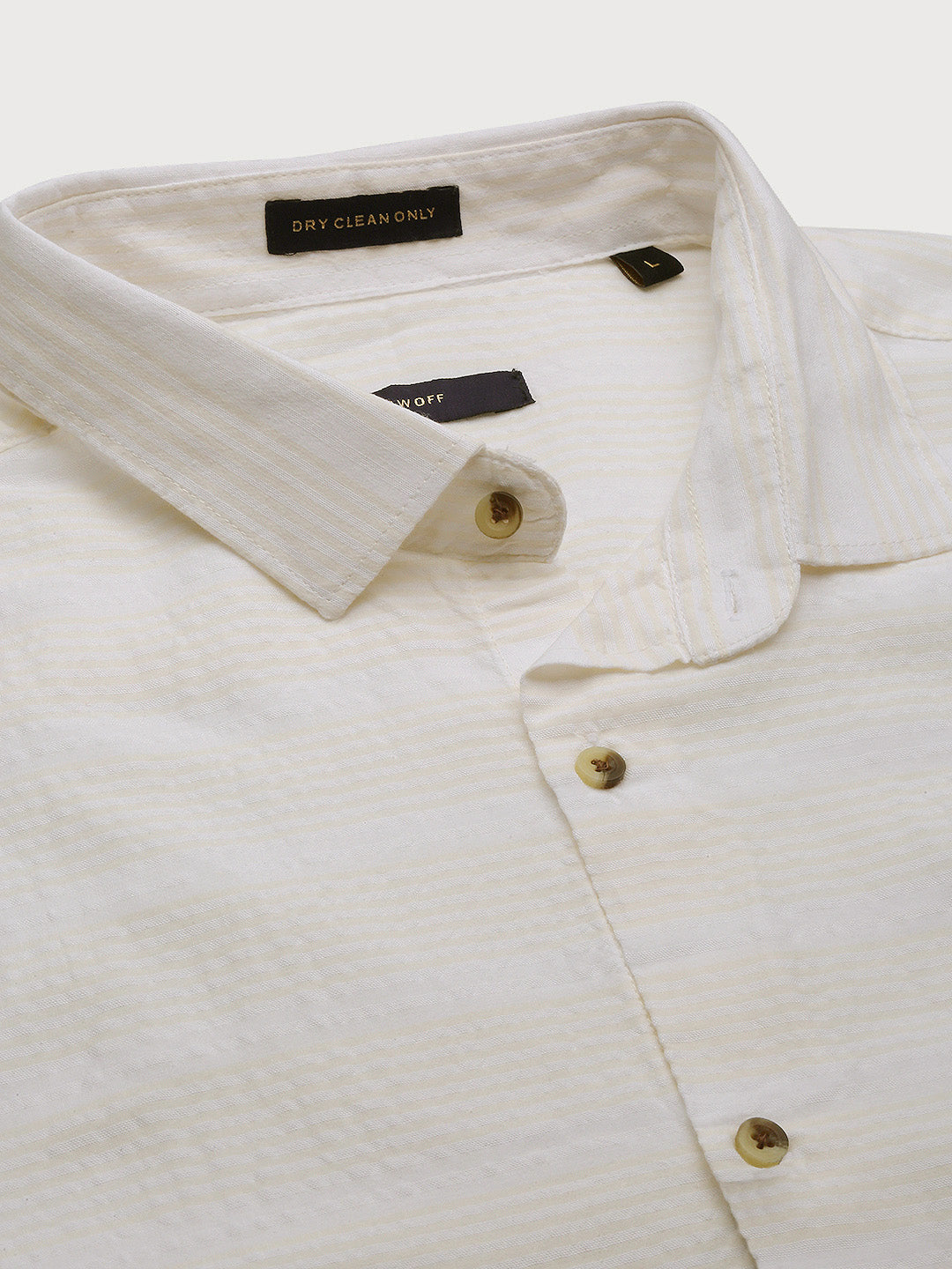 Men Cream Striped Slim Fit Shirt