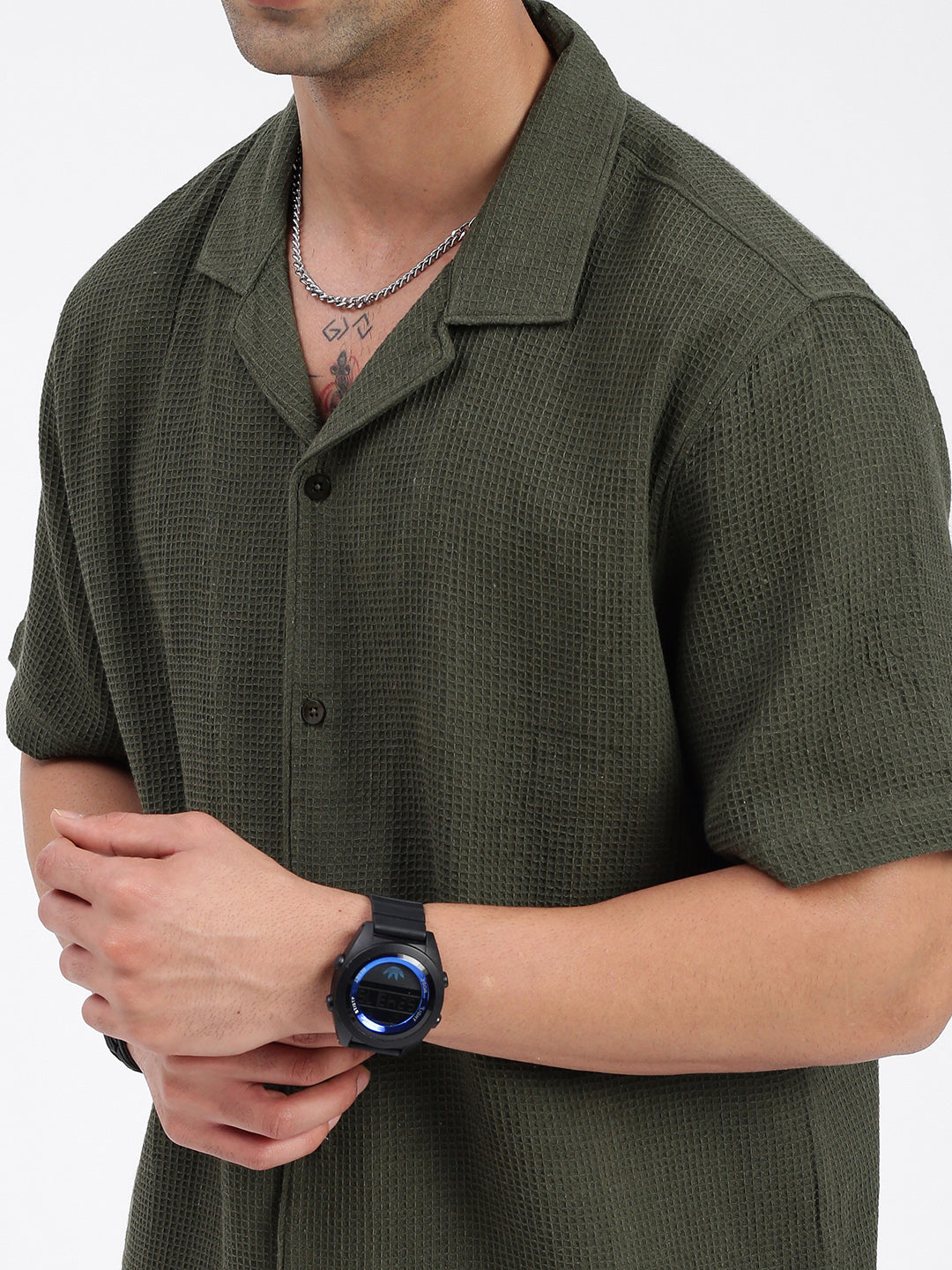 Men Solid Green Co Ords Set