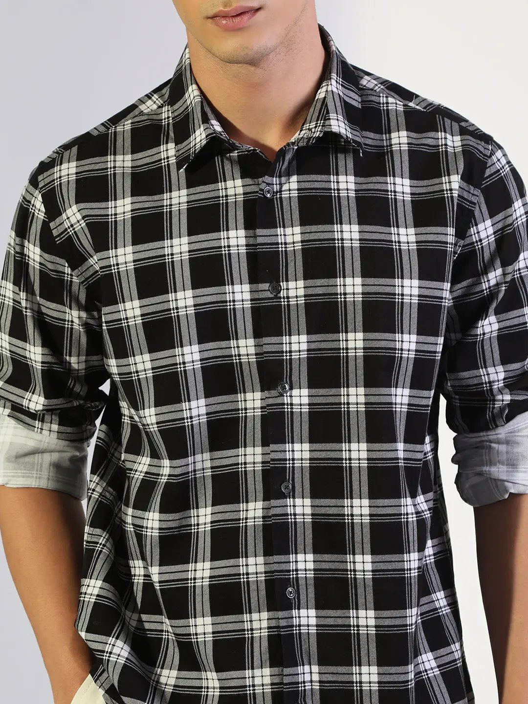 Men's Checked Black Regular Fit Casual Shirt - from SHOWOFFFF