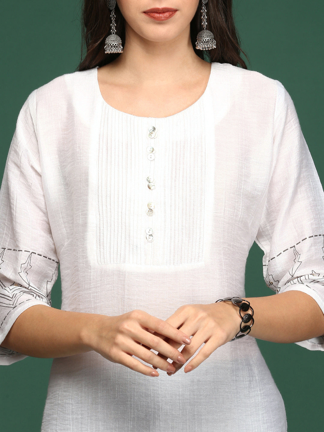 Women's White Solid Straight Kurta