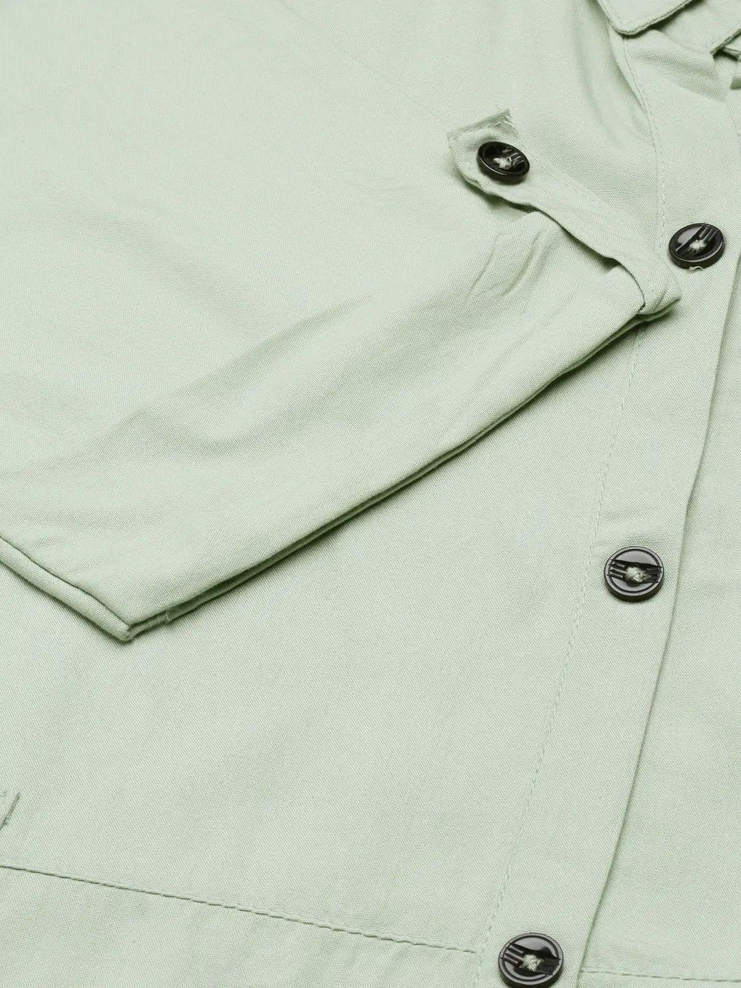 Women's Sea Green Solid Shirt Dress