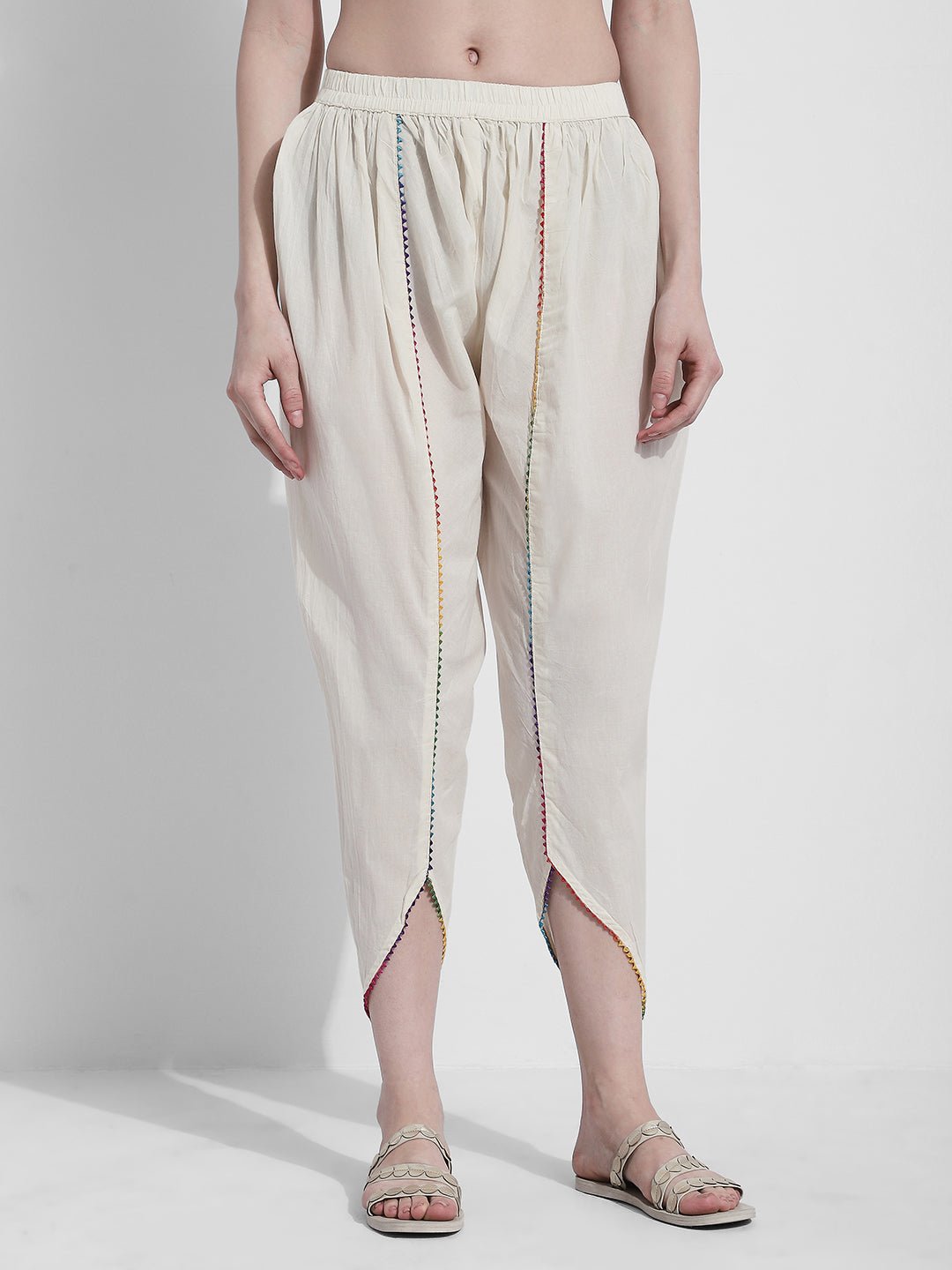 Women's Printed Cream Kurta Set with Dhoti Pants