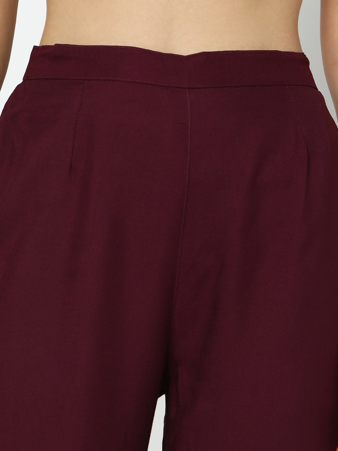 Women's Embroidered Burgundy A-Line Kurta Set with Straight Pants