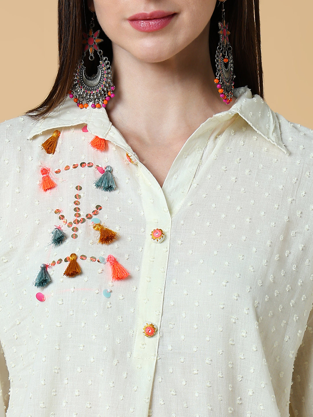 Women Solid Off White Straight Kurta Set